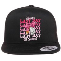 Happy Last Day Of School Coquette Bow Teachers Flat Bill Trucker Hat