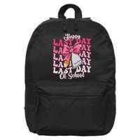 Happy Last Day Of School Coquette Bow Teachers 16 in Basic Backpack