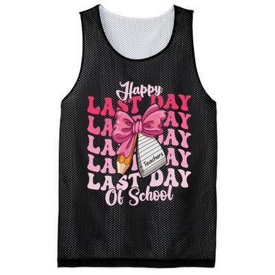 Happy Last Day Of School Coquette Bow Teachers Mesh Reversible Basketball Jersey Tank
