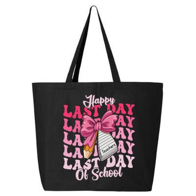 Happy Last Day Of School Coquette Bow Teachers 25L Jumbo Tote