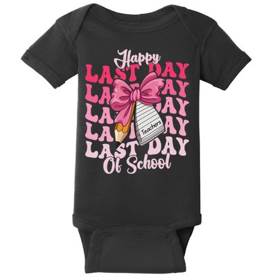 Happy Last Day Of School Coquette Bow Teachers Baby Bodysuit