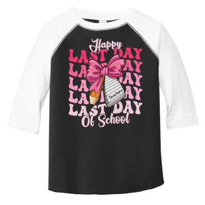 Happy Last Day Of School Coquette Bow Teachers Toddler Fine Jersey T-Shirt