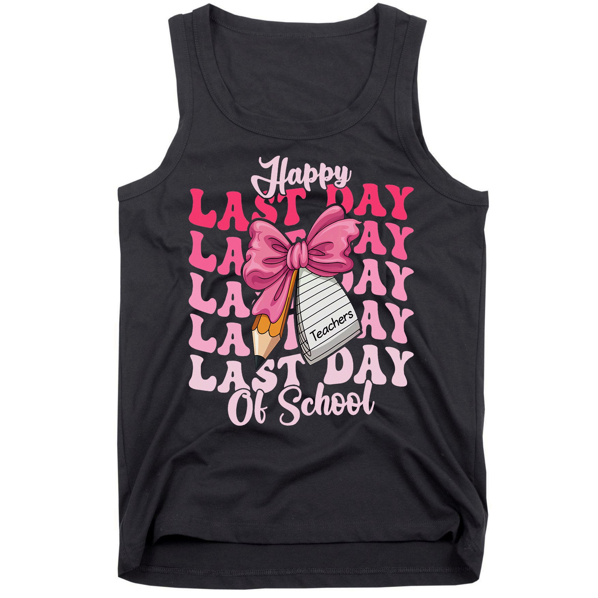 Happy Last Day Of School Coquette Bow Teachers Tank Top