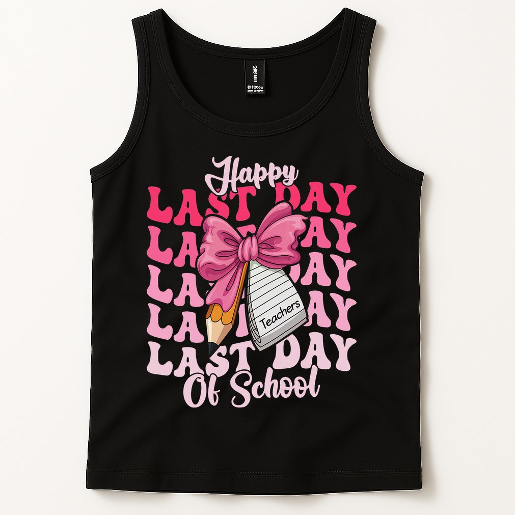 Happy Last Day Of School Coquette Bow Teachers Tank Top