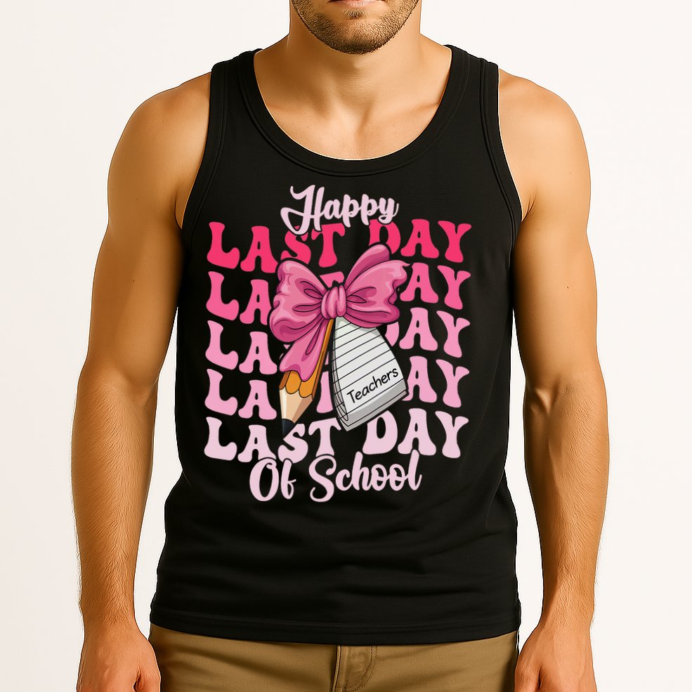 Happy Last Day Of School Coquette Bow Teachers Tank Top