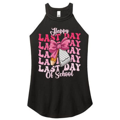Happy Last Day Of School Coquette Bow Teachers Women's Perfect Tri Rocker Tank