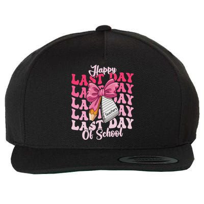 Happy Last Day Of School Coquette Bow Teachers Wool Snapback Cap