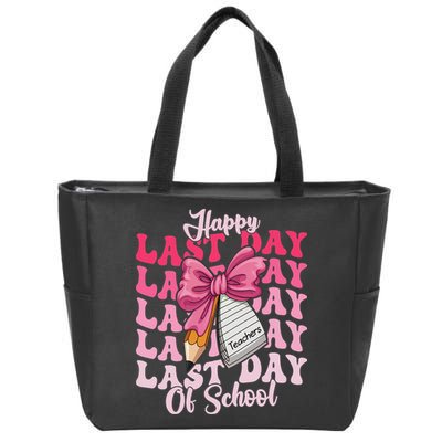 Happy Last Day Of School Coquette Bow Teachers Zip Tote Bag
