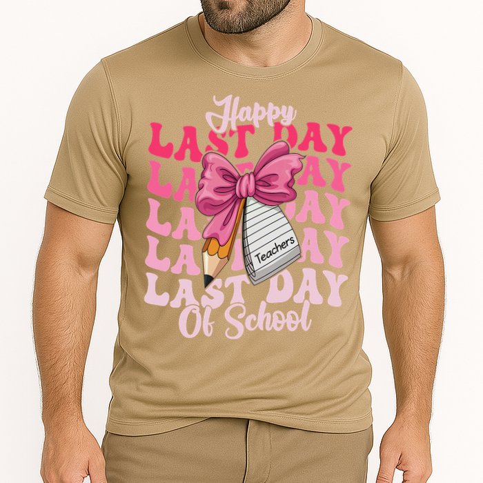 Happy Last Day Of School Coquette Bow Teachers Cooling Performance Crew T-Shirt
