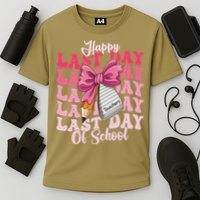 Happy Last Day Of School Coquette Bow Teachers Cooling Performance Crew T-Shirt