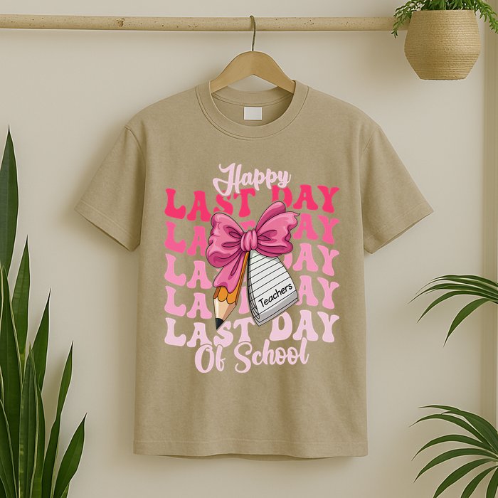 Happy Last Day Of School Coquette Bow Teachers T-Shirt