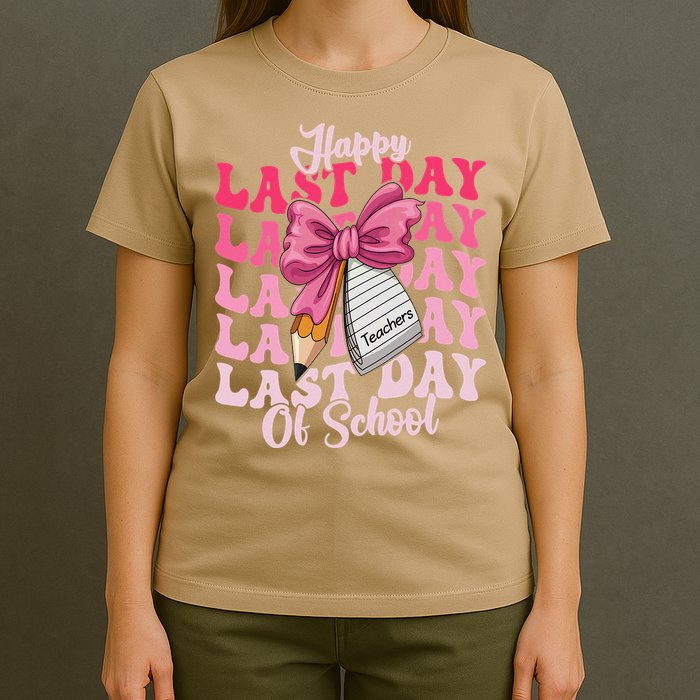 Happy Last Day Of School Coquette Bow Teachers T-Shirt