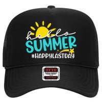 Happy Last Day Of School Hello Summer Teacher Student High Crown Mesh Back Trucker Hat