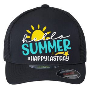 Happy Last Day Of School Hello Summer Teacher Student Flexfit Unipanel Trucker Cap