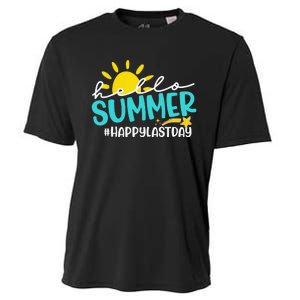 Happy Last Day Of School Hello Summer Teacher Student Cooling Performance Crew T-Shirt