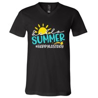 Happy Last Day Of School Hello Summer Teacher Student V-Neck T-Shirt