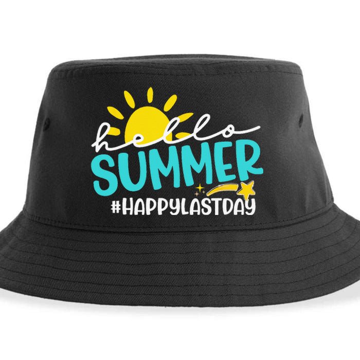 Happy Last Day Of School Hello Summer Teacher Student Sustainable Bucket Hat