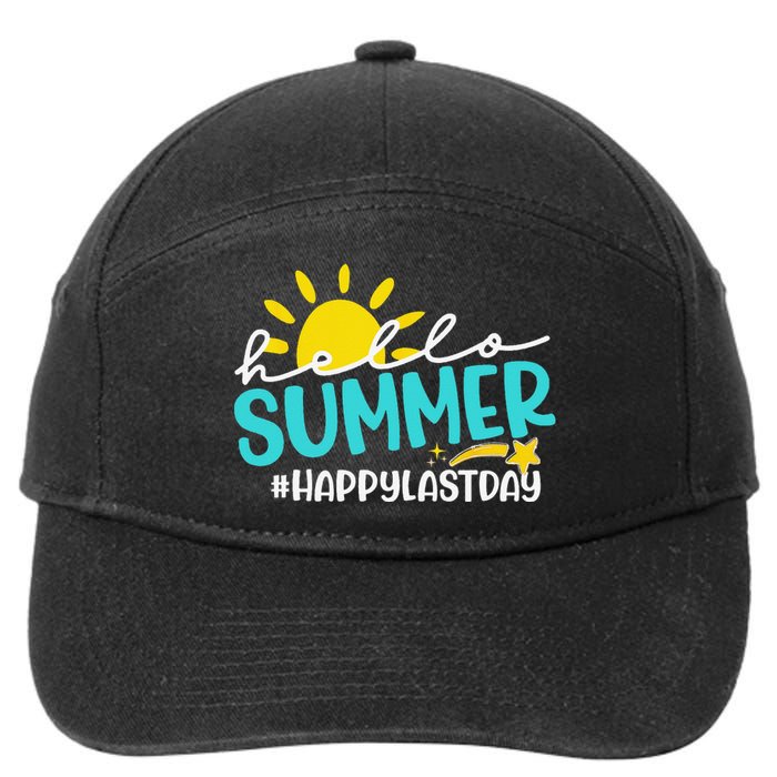 Happy Last Day Of School Hello Summer Teacher Student 7-Panel Snapback Hat