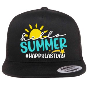 Happy Last Day Of School Hello Summer Teacher Student Flat Bill Trucker Hat