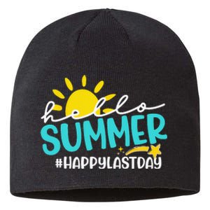 Happy Last Day Of School Hello Summer Teacher Student Sustainable Beanie