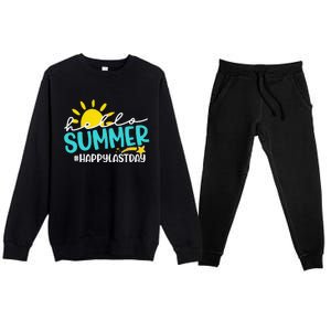 Happy Last Day Of School Hello Summer Teacher Student Premium Crewneck Sweatsuit Set