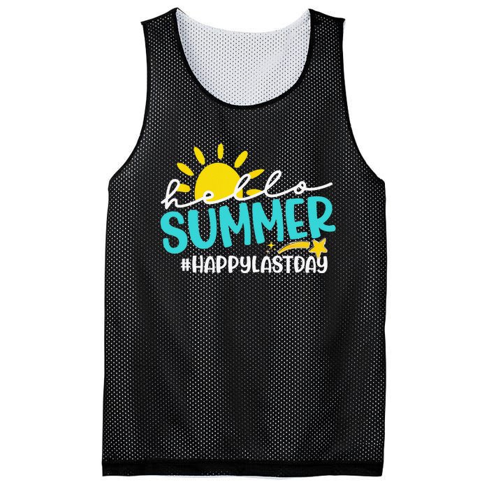 Happy Last Day Of School Hello Summer Teacher Student Mesh Reversible Basketball Jersey Tank