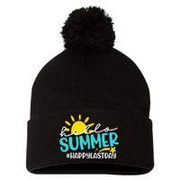 Happy Last Day Of School Hello Summer Teacher Student Pom Pom 12in Knit Beanie