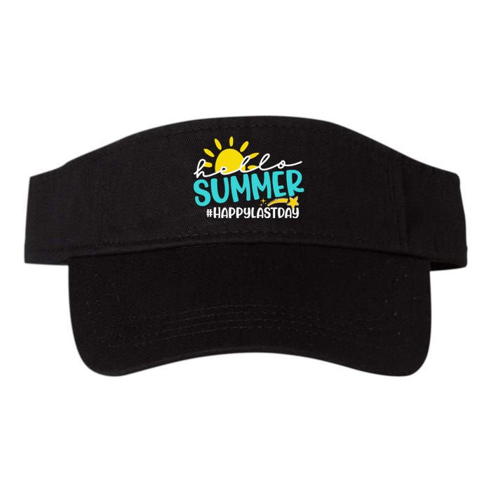 Happy Last Day Of School Hello Summer Teacher Student Valucap Bio-Washed Visor