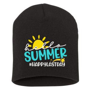 Happy Last Day Of School Hello Summer Teacher Student Short Acrylic Beanie