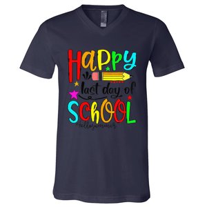 Happy Last Day Of Schools Hello Summer Teacher Student Gift V-Neck T-Shirt