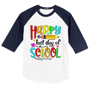 Happy Last Day Of Schools Hello Summer Teacher Student Gift Baseball Sleeve Shirt