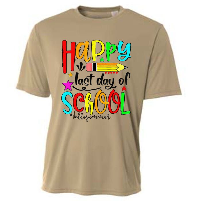 Happy Last Day Of Schools Hello Summer Teacher Student Gift Cooling Performance Crew T-Shirt