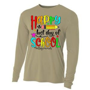 Happy Last Day Of Schools Hello Summer Teacher Student Gift Cooling Performance Long Sleeve Crew