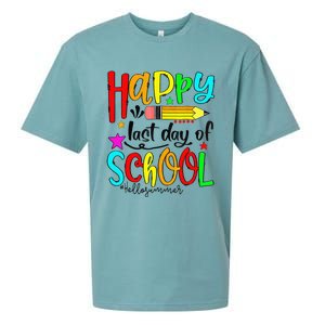 Happy Last Day Of Schools Hello Summer Teacher Student Gift Sueded Cloud Jersey T-Shirt