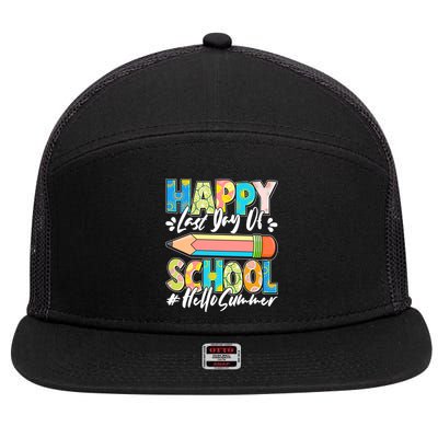 Happy Last Day Of School #Hello Summer 7 Panel Mesh Trucker Snapback Hat