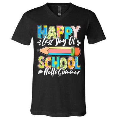 Happy Last Day Of School #Hello Summer V-Neck T-Shirt