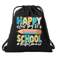 Happy Last Day Of School #Hello Summer Drawstring Bag
