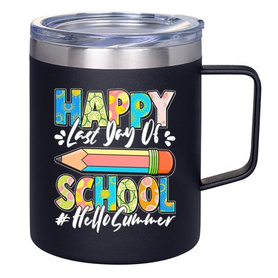 Happy Last Day Of School #Hello Summer 12oz Stainless Steel Coffee Mug