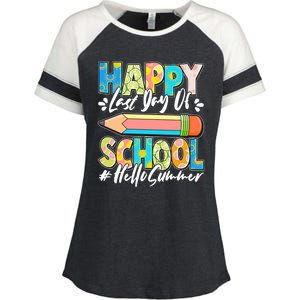 Happy Last Day Of School #Hello Summer Enza Ladies Jersey Colorblock Tee