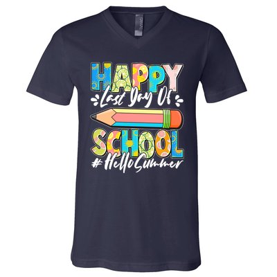 Happy Last Day Of School #Hello Summer V-Neck T-Shirt