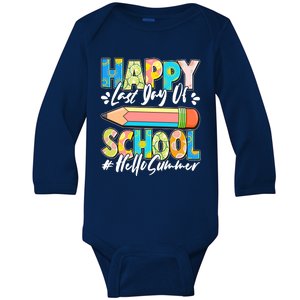 Happy Last Day Of School #Hello Summer Baby Long Sleeve Bodysuit