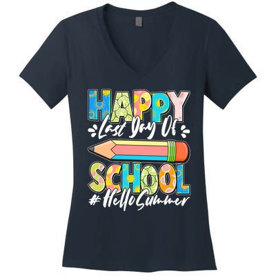 Happy Last Day Of School #Hello Summer Women's V-Neck T-Shirt