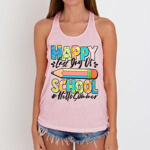 Happy Last Day Of School #Hello Summer Women's Knotted Racerback Tank