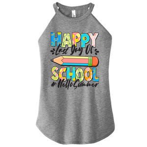 Happy Last Day Of School #Hello Summer Women's Perfect Tri Rocker Tank