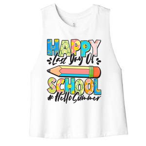 Happy Last Day Of School #Hello Summer Women's Racerback Cropped Tank