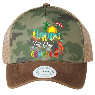 Happy Last Day Of School Teacher Student Graduation Summer Legacy Tie Dye Trucker Hat