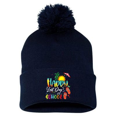 Happy Last Day Of School Teacher Student Graduation Summer Pom Pom 12in Knit Beanie