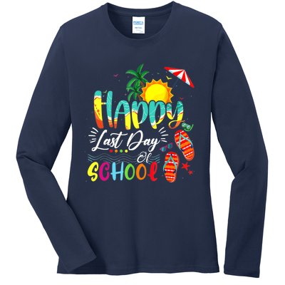 Happy Last Day Of School Teacher Student Graduation Summer Ladies Long Sleeve Shirt