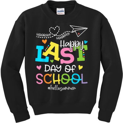 Happy Last Day Of School Hello Summer Students And Teachers Kids Sweatshirt