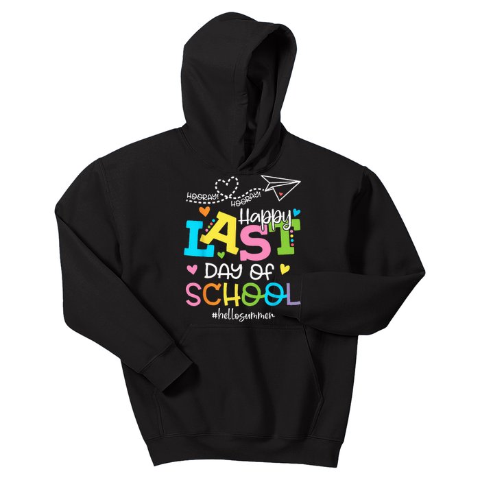 Happy Last Day Of School Hello Summer Students And Teachers Kids Hoodie